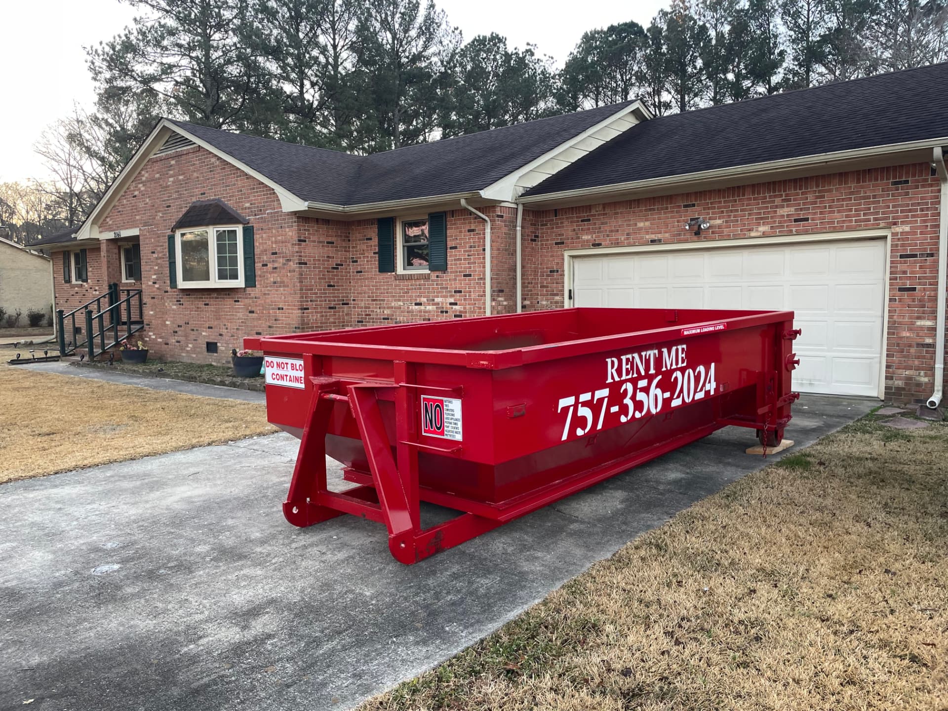 Homerun Hauling 10-yard dumpster delivered in Hampton Roads, VA